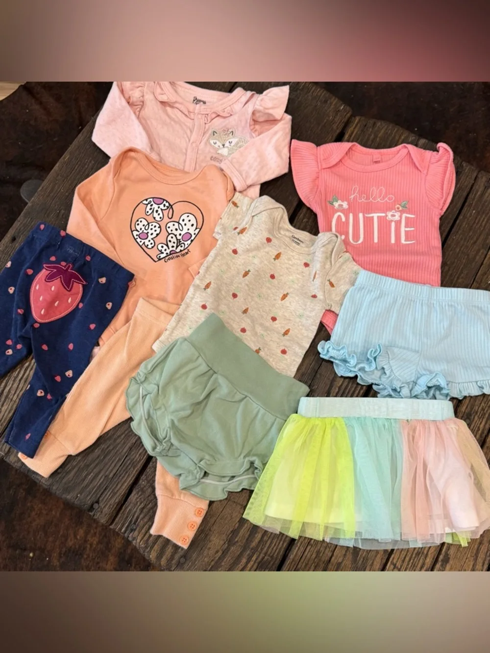 Baby Girls Clothing Bundle Lot - 3-6 Months Tutu Skirt, Shorts, Sleeper, Shirt - Picture 1 of 9
